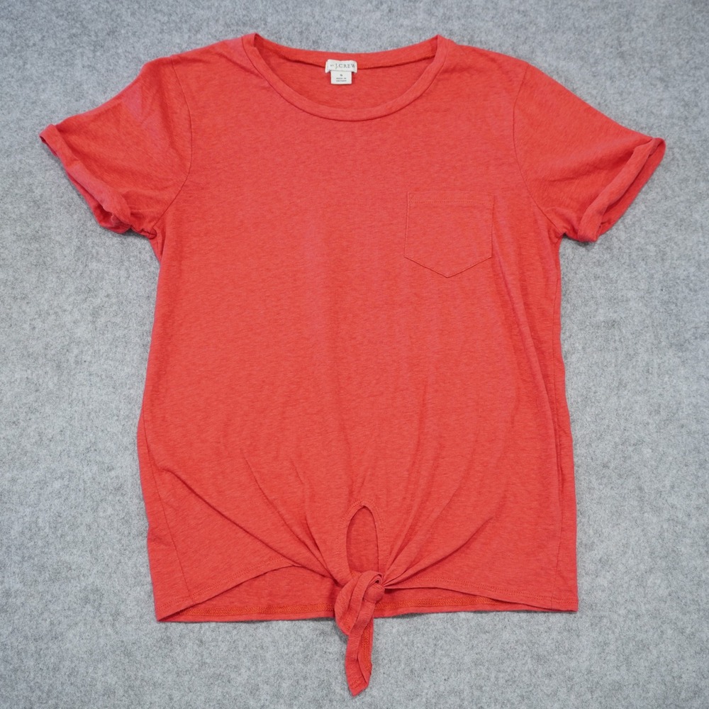 J. Crew Women's Size Small Coral Cotton Tee Shirt Tie Knot Front Casual Soft